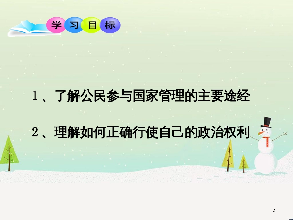 九年级政治全册 第1单元 感受时代脉动 第3课 参与民主政治课件 北师大版_第2页