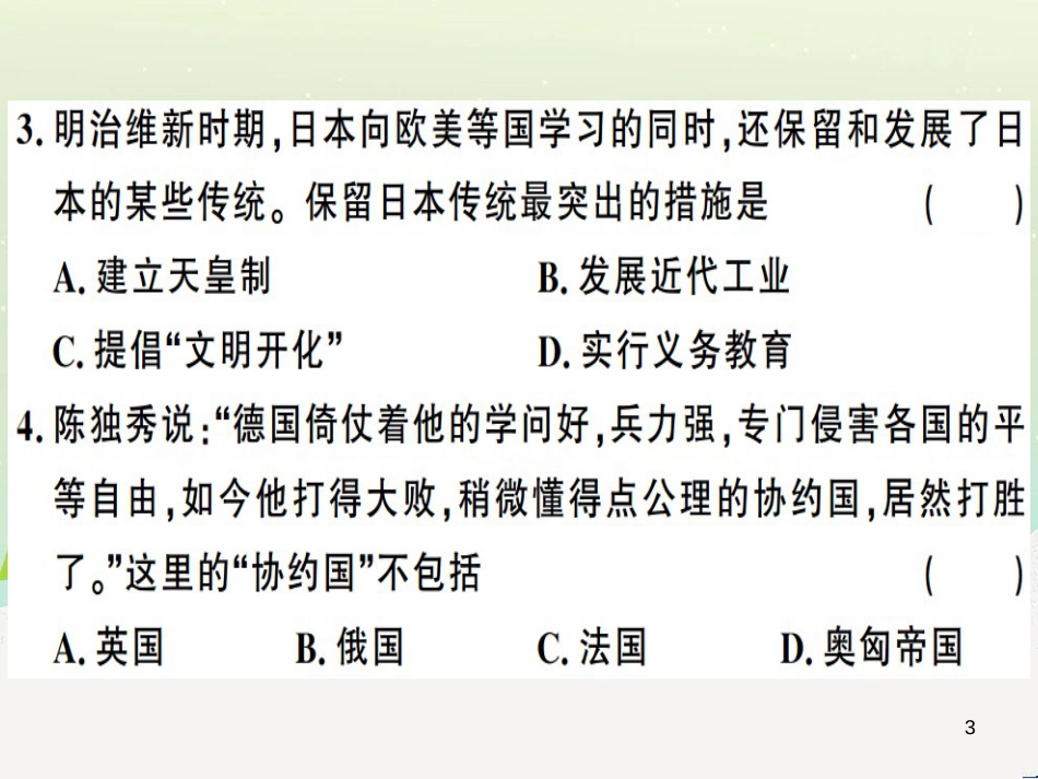九年级历史下册 期末检测卷习题课件 新人教版_第3页