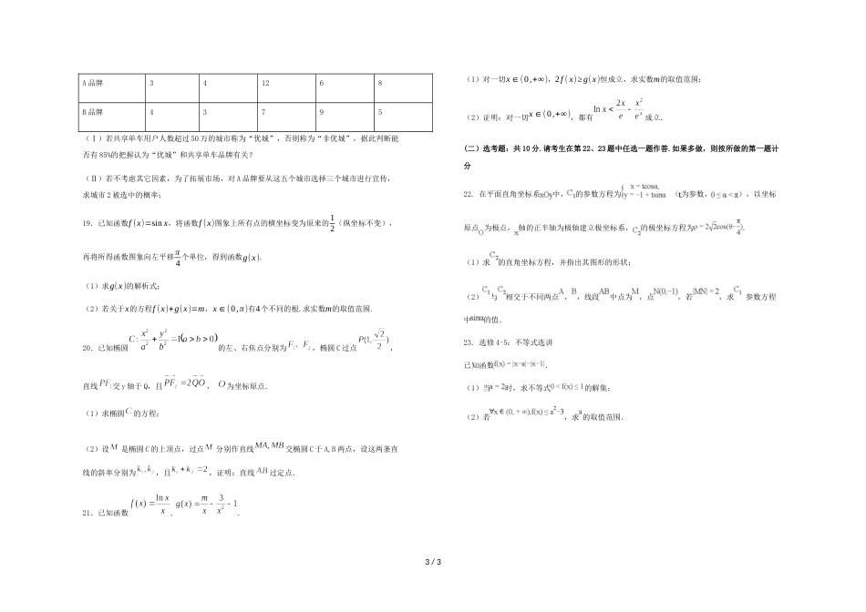 江西省宜春市五校高二年级下学期联考文科数学无答案_第3页