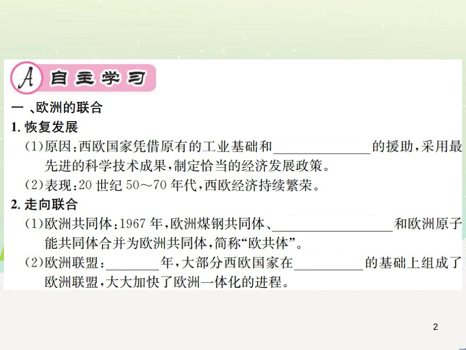 九年级历史下册 第5单元 冷战和美苏对峙的世界 第17课 战后资本主义的新变化作业课件 新人教版_第2页