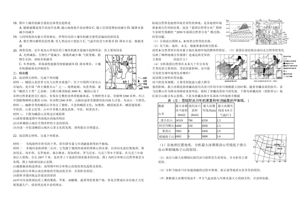 辽宁省滨海实验中学高一第一学期自然地理环境的差异性（解析）_第2页