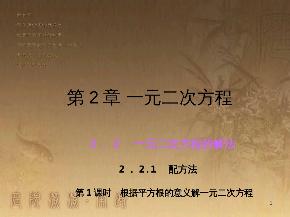 九年级数学上册 2.2 根据平方根的意义解一元二次方程课件1 （新版）湘教版_第1页