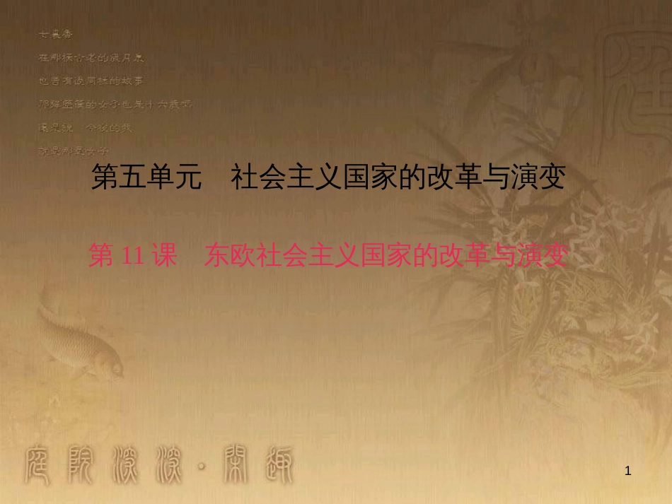 九年级历史下册 第五单元 第11课 东欧社会主义国家的改革与演变习题课件 新人教版_第1页