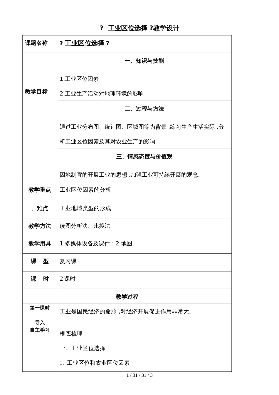 教案 4.1工业区位选择_第1页