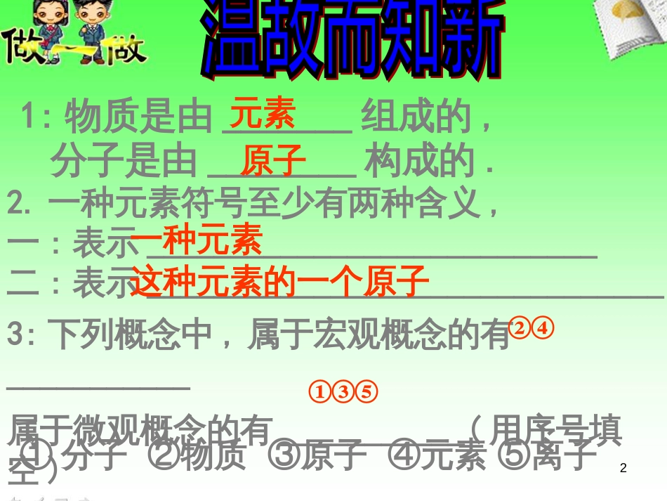 九年级化学上册 专题3 物质的构成 单元3 纯净物组成的表示方法（第1课时）课件 （新版）湘教版_第2页