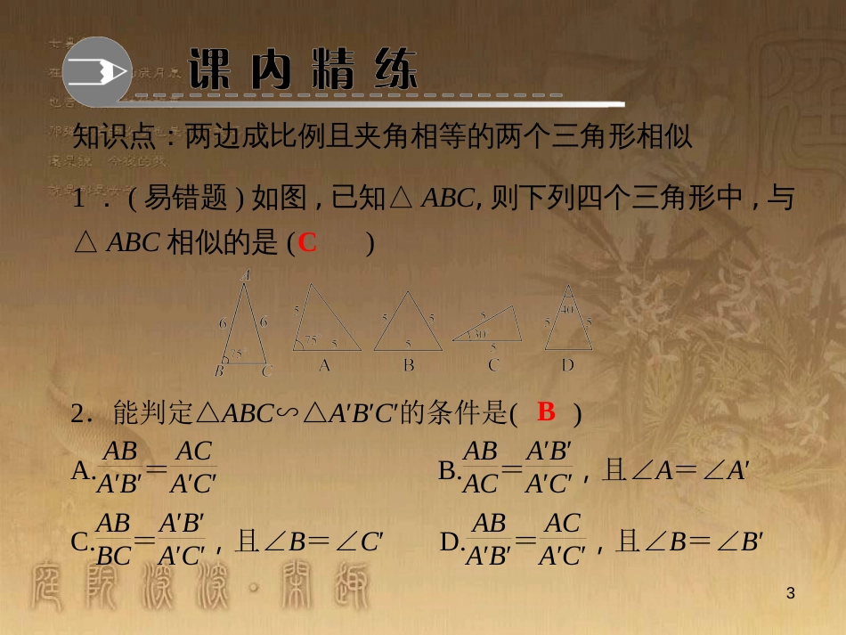 九年级数学上册 3.4 相似三角形的判定定理习题课件2 （新版）湘教版_第3页