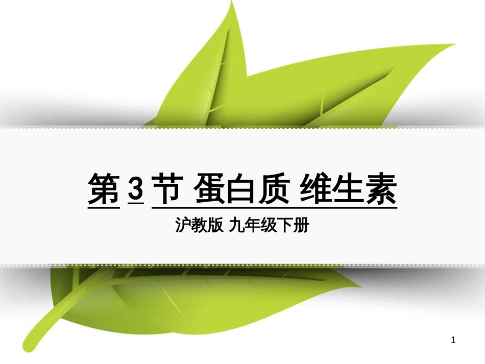 九年级化学下册 第八章 食品中的有机化合物 第3节 蛋白质 维生素同课异构课件1 沪教版_第1页