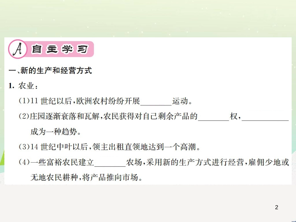 九年级历史上册 第5单元 步入近代 第13课 西欧经济和社会的发展作业课件 新人教版_第2页