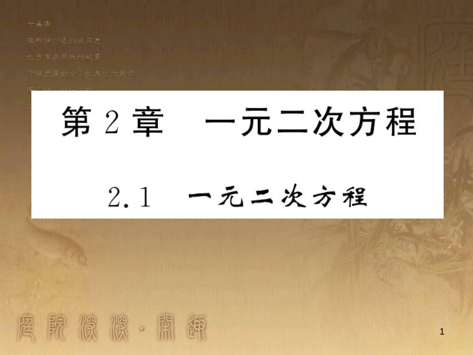 九年级数学上册 第2章 一元二次方程 2.1 一元二次方程习题课件 （新版）湘教版_第1页