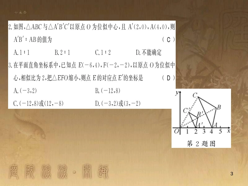 九年级数学上册 第3章 图形的相似 3.6.2 平面直角坐标系中的位似习题课件 （新版）湘教版_第3页