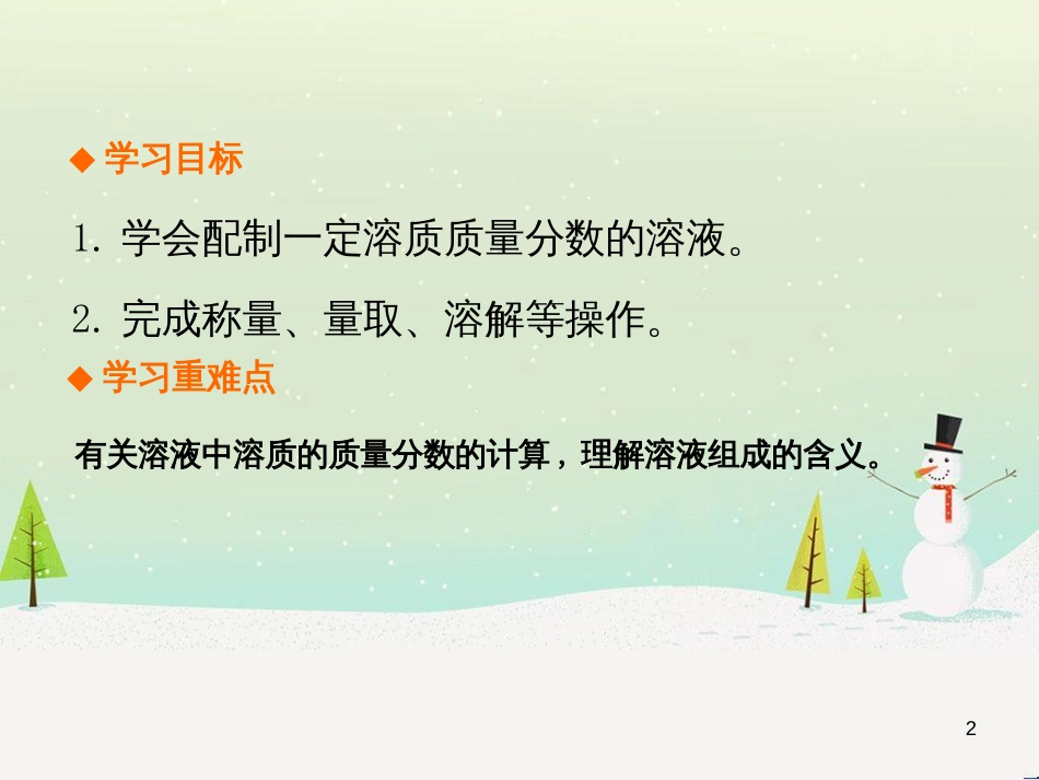 九年级化学下册 第九单元 溶液 课题3 溶液的浓度（第2课时）高效课堂课件 （新版）新人教版_第2页