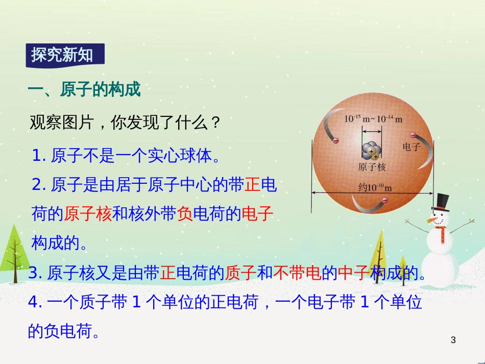 九年级化学上册 第3单元 物质构成的奥秘 课题2 原子的结构授课课件 （新版）新人教版_第3页