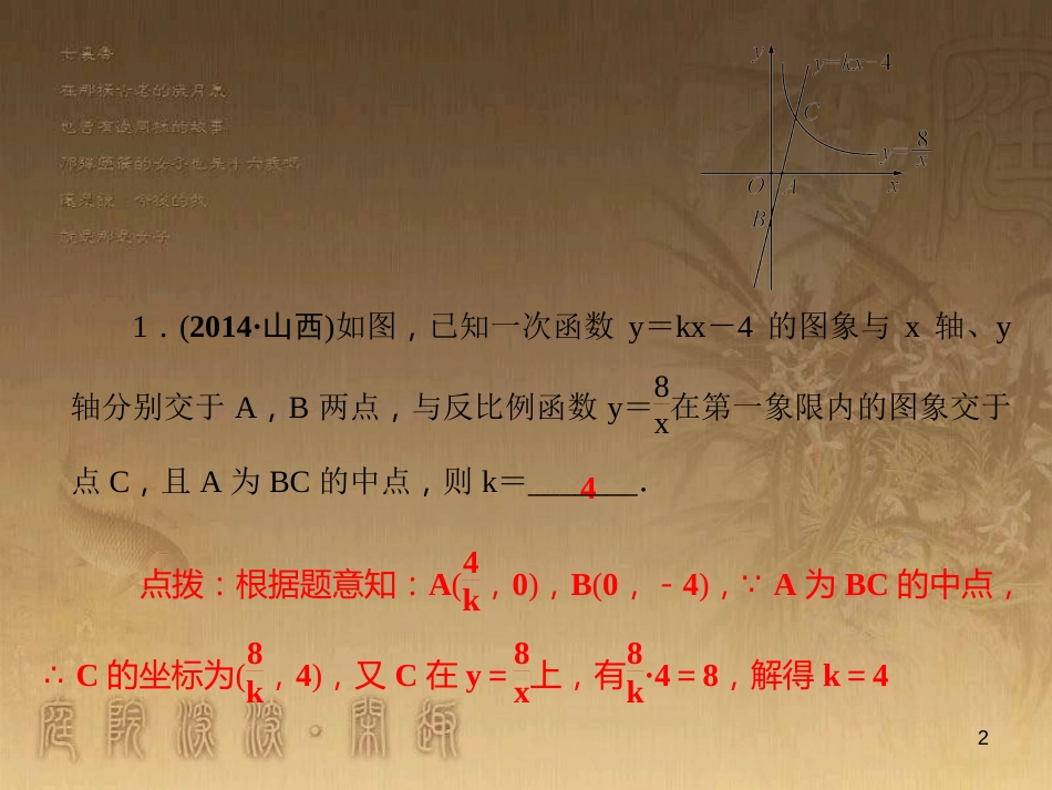 九年级数学上册 第1章 反比例函数与一次函数习题课件 （新版）湘教版_第2页