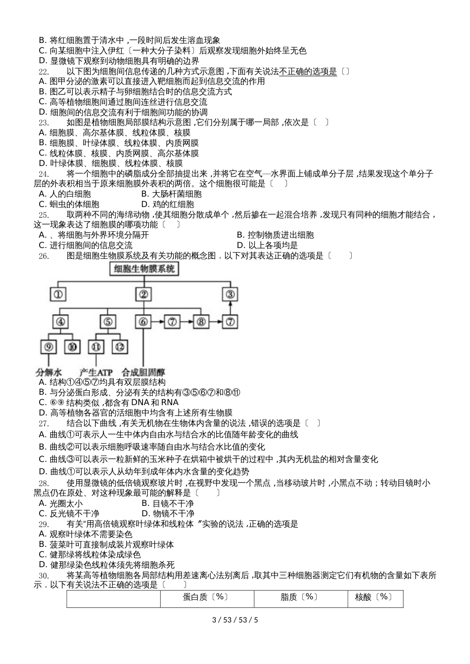 江苏省泰州市第二中学20182018学年高一生物上学期期中试题_第3页