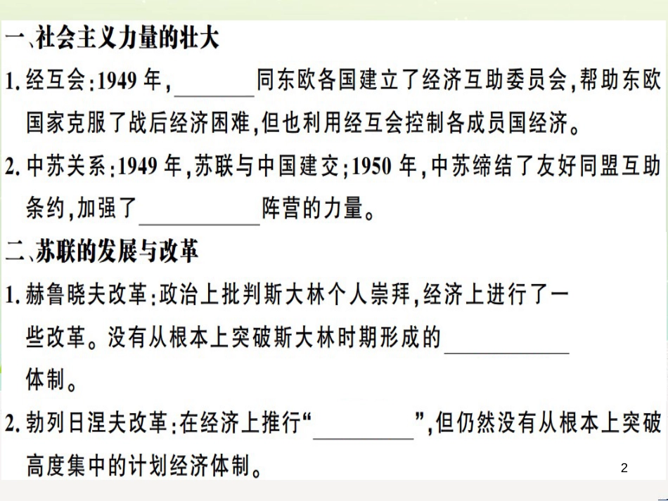 九年级历史下册 第五单元 冷战和美苏对峙的世界 第18课 社会主义的发展与挫折习题课件 新人教版_第2页