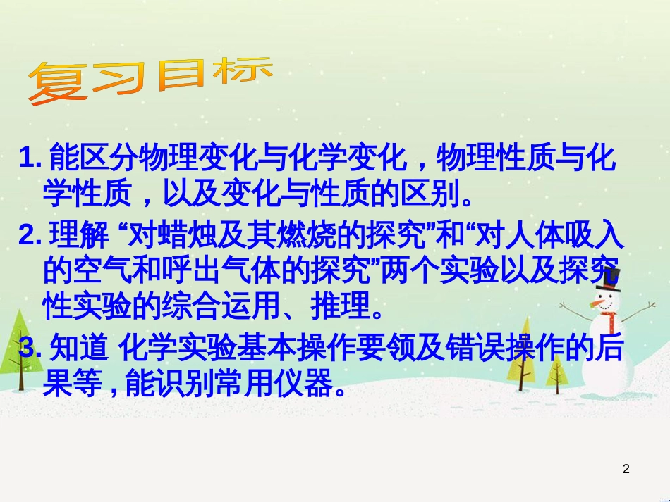 九年级化学上册 第1单元《走进化学世界》复习课课件 （新版）新人教版_第2页