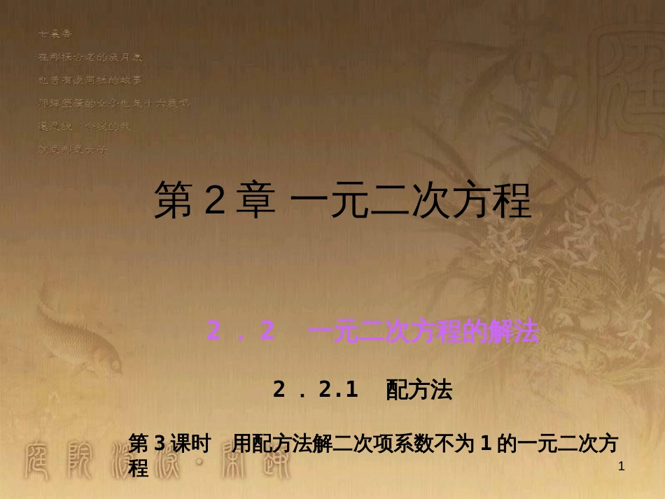 九年级数学上册 2.2 用配方法解二次项系数不为1的一元二次方程课件 （新版）湘教版_第1页