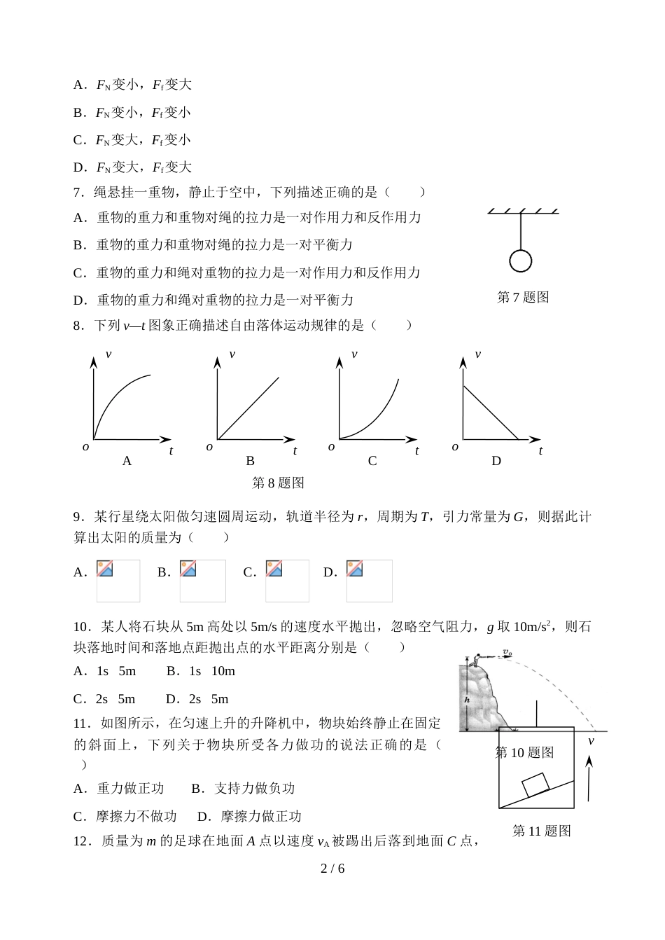 辽宁省学业水平测试真题 （物理）_第2页