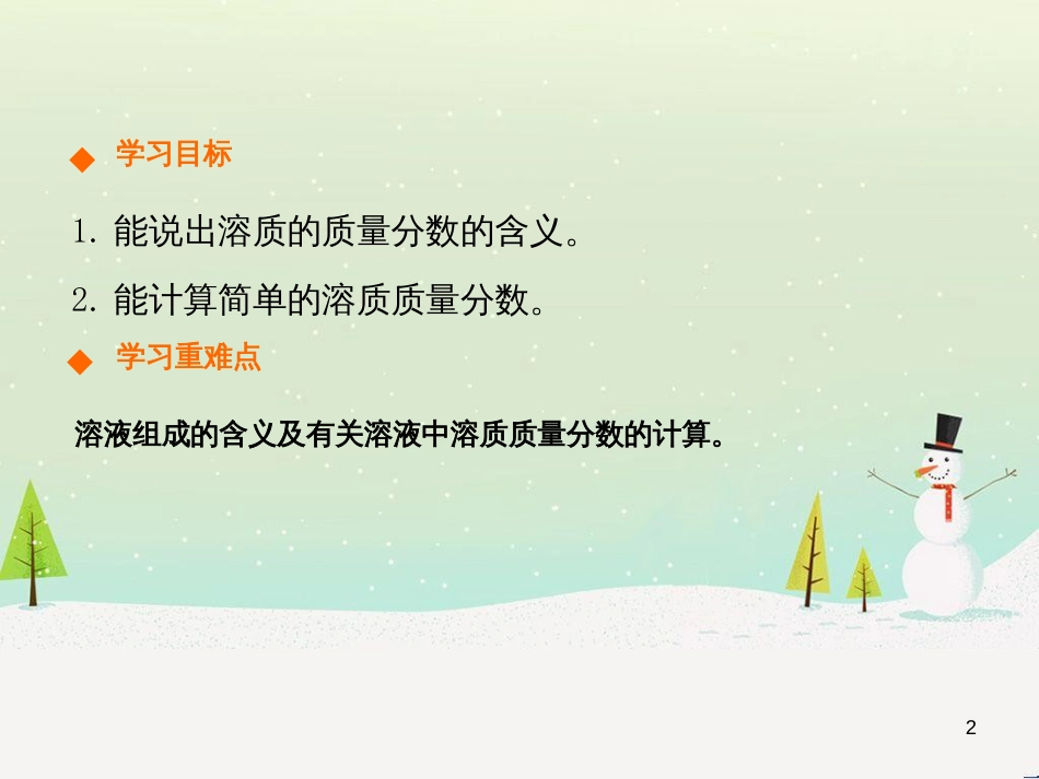 九年级化学下册 第九单元 溶液 课题3 溶液的浓度（第1课时）高效课堂课件 （新版）新人教版_第2页