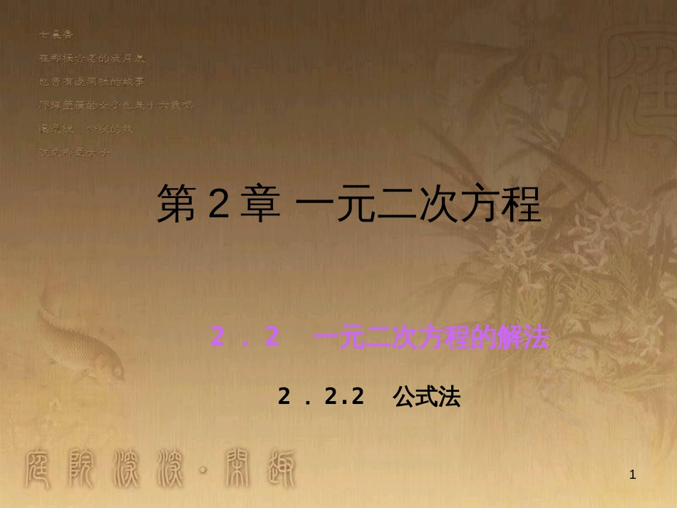 九年级数学上册 2.2 公式法课件 （新版）湘教版_第1页