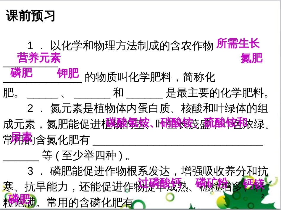 九年级化学下册 第12单元 化学与生活总结课件 （新版）新人教版 (57)_第2页