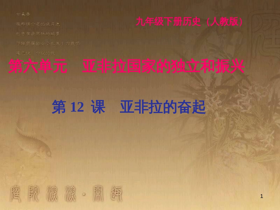 九年级历史下册 第六单元 亚非拉国家的独立和振兴 第12课 亚非拉的奋起闯关习题课件 新人教版_第1页