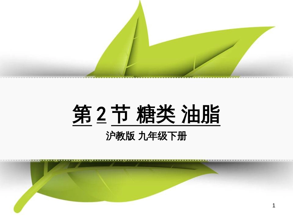 九年级化学下册 第八章 食品中的有机化合物 第2节 糖类 油脂同课异构课件1 沪教版_第1页