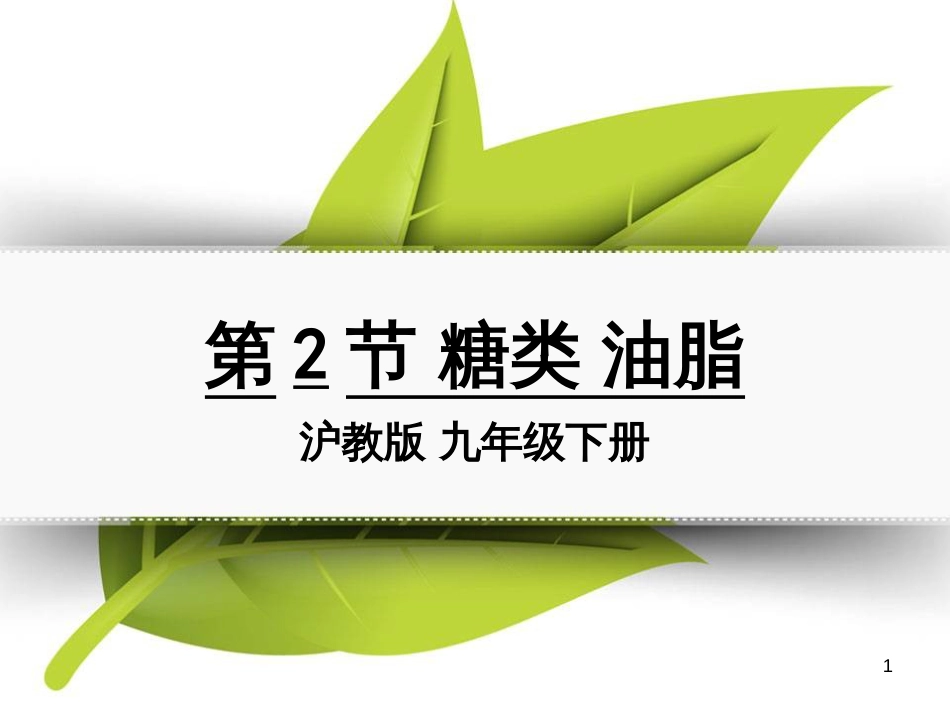 九年级化学下册 第八章 食品中的有机化合物 第2节 糖类 油脂同课异构课件2 沪教版_第1页