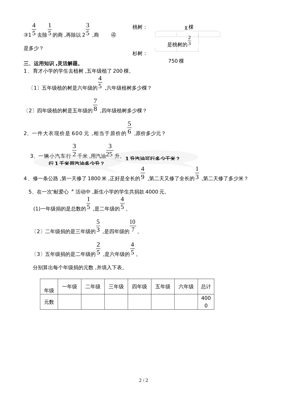 六年级上册数学试题－第4单元解决问题的策略 北师大版_第2页