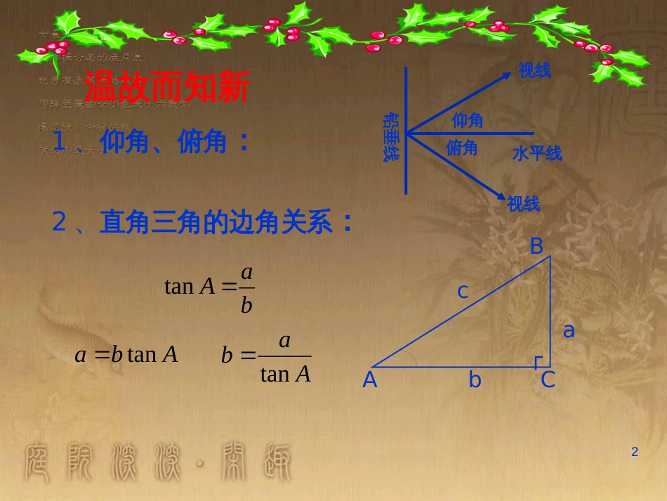 九年级数学下册 1.6 利用三角函数测高课件 （新版）北师大版_第2页