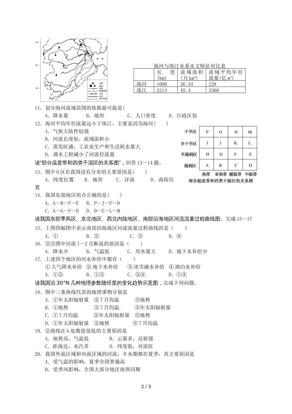 江西省赣州市赣县第三中学高二9月月考地理试题（无答案）_第2页