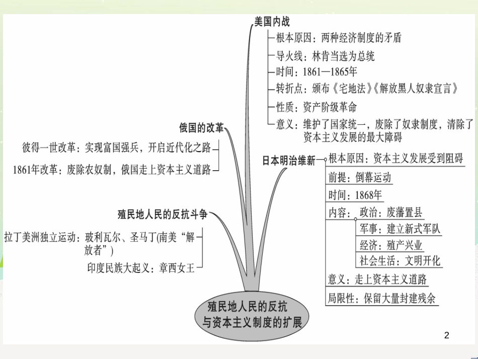 九年级历史下册 第一单元 殖民地人民的反抗与资本主义制度的扩展小结习题课件 新人教版_第2页