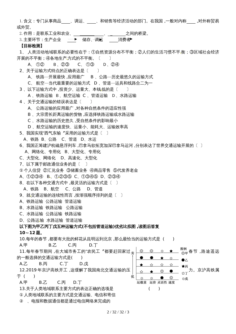 鲁教版高中地理必修二第四单元第1节《人类活动地域联系的主要方式》 学案_第2页