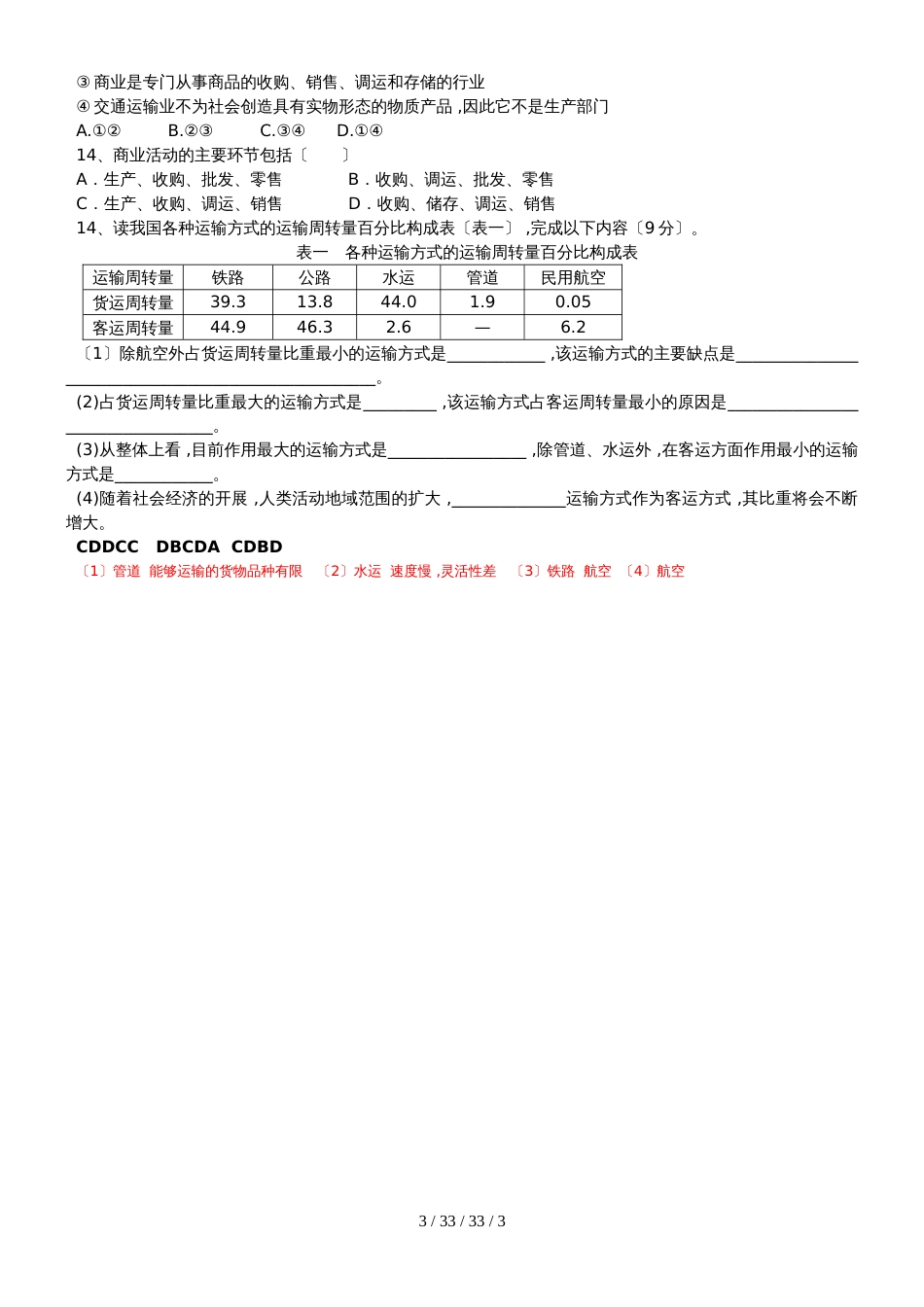 鲁教版高中地理必修二第四单元第1节《人类活动地域联系的主要方式》 学案_第3页