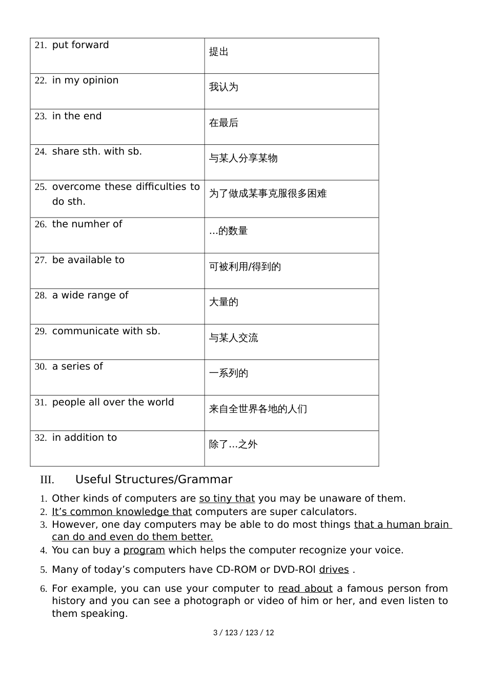 牛津上海版初三九年级上英语 Unit4 知识点及练习_第3页