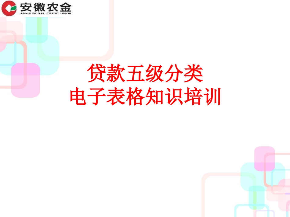 [财务]农村信用社联合社-贷款五级分类电子表格培训-贷款五级分类电子表格的操作与报表的填报(PPT48页)_第2页