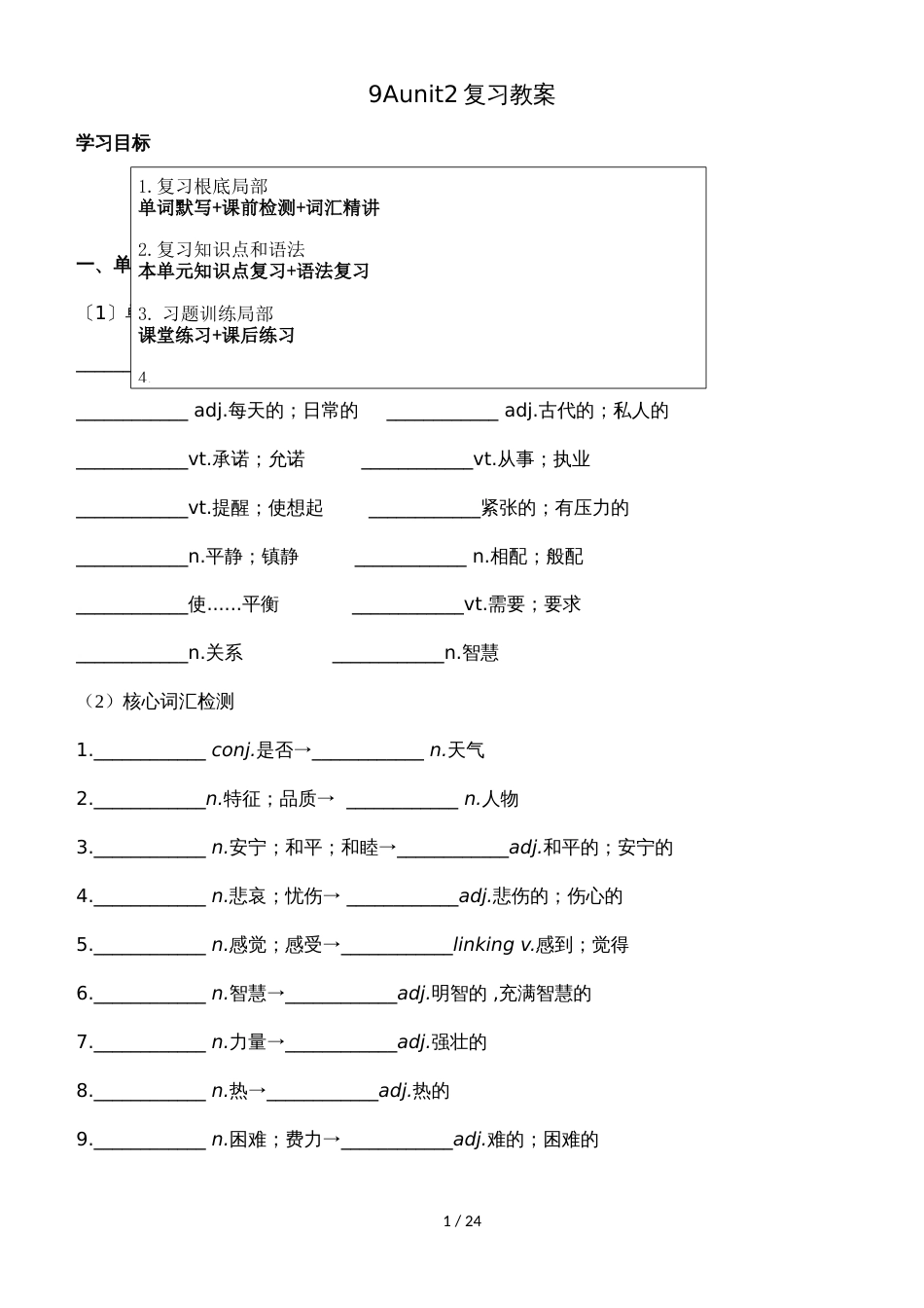 牛津译林9AUnit2复习教案_第1页