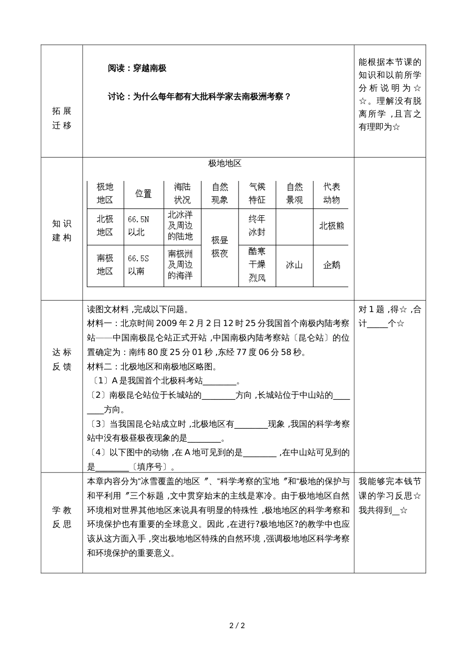 六年级下学期第十章极地地区学案_第2页