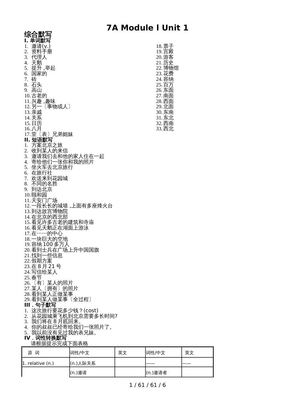 牛津上海版7A  Module 1 Unit 1培优辅导学案 (2)_第1页