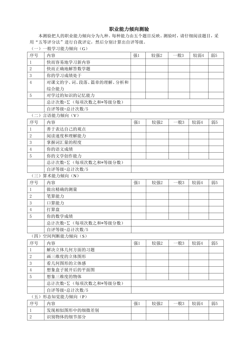 个人职业能力倾向测定表_第1页