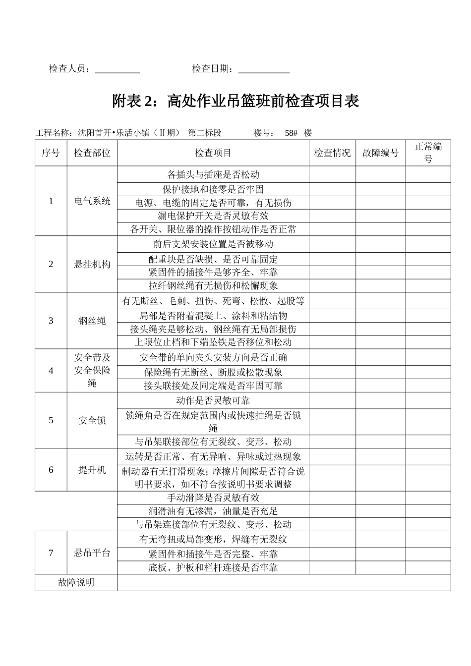 吊篮每日检查表[共2页][共2页]_第2页