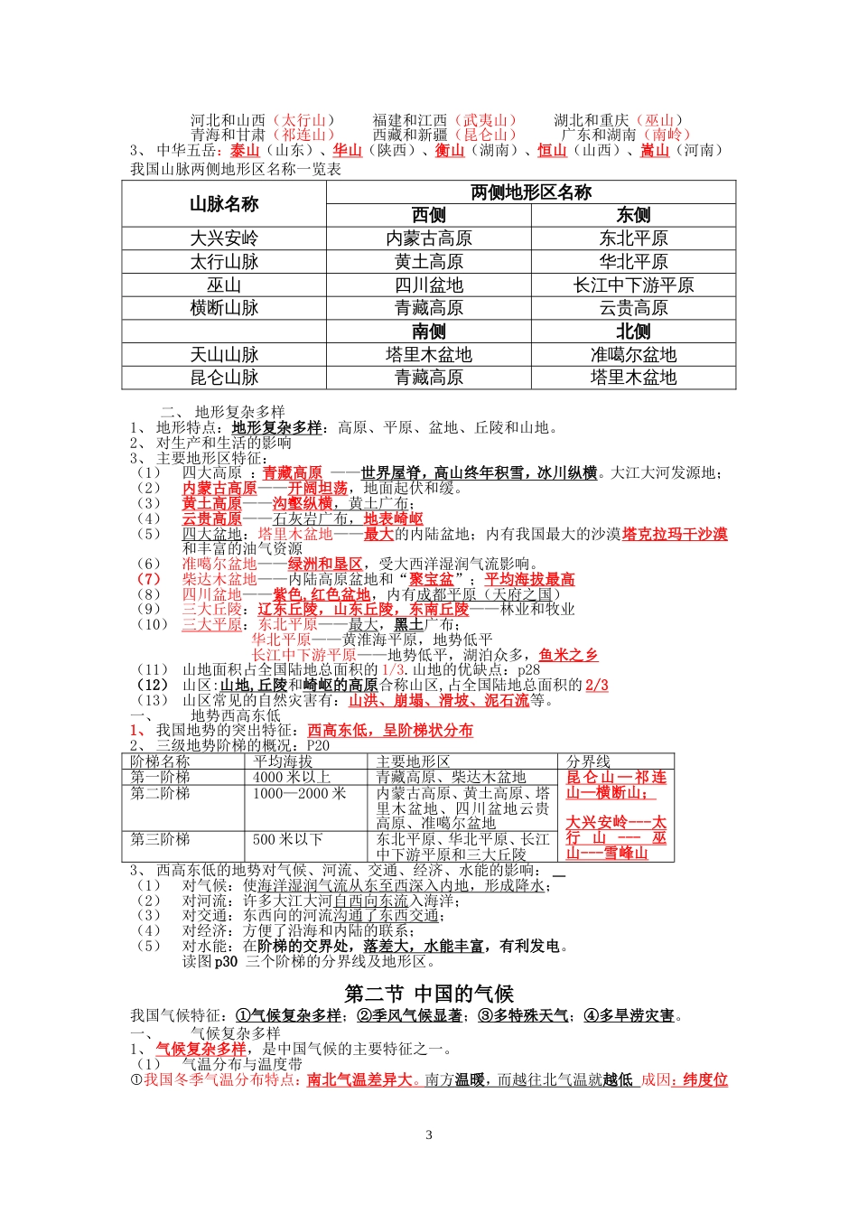 八年级上册地理复习湖南教育出版社[共13页]_第3页