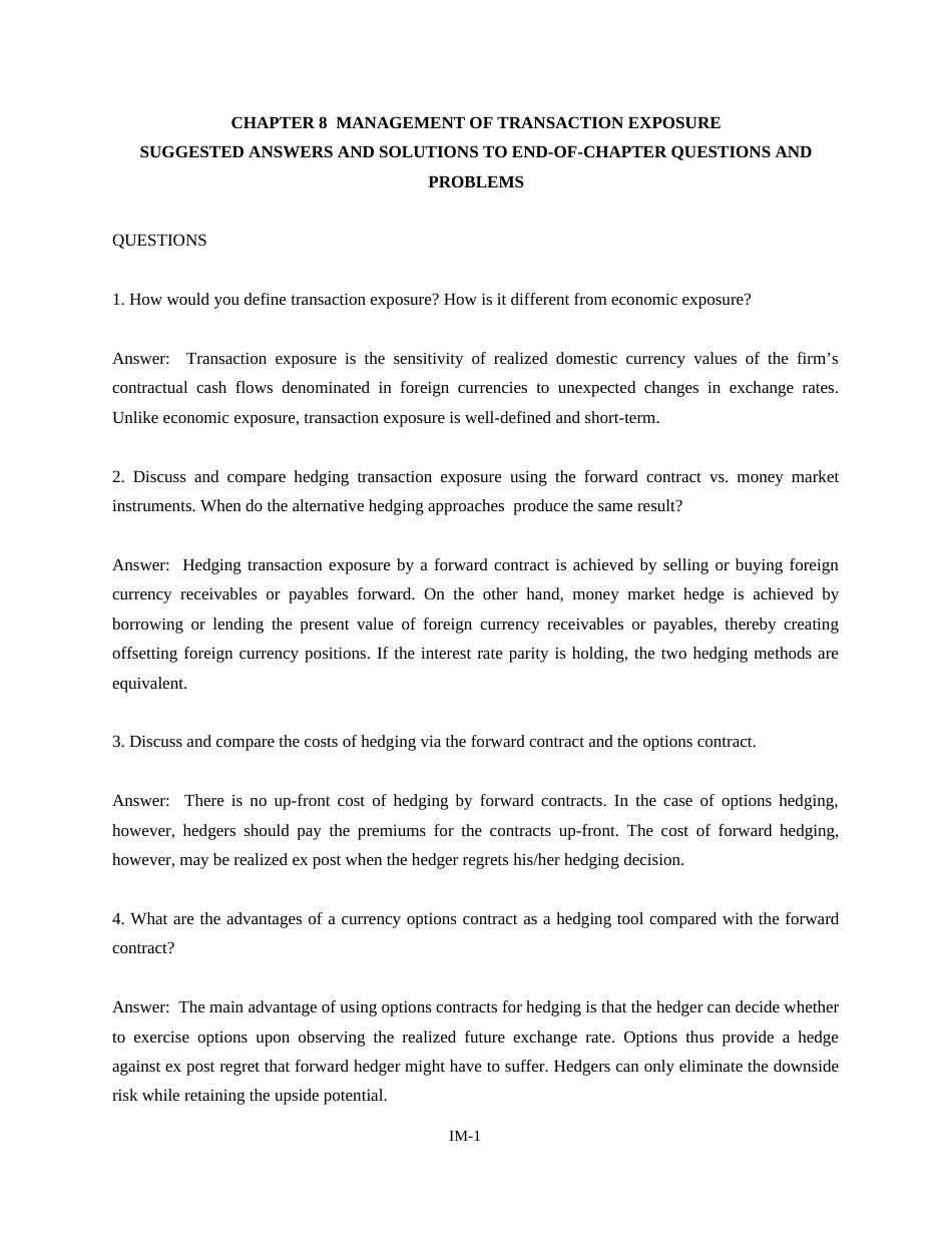 国际财务管理课后习题答案chapter8_第1页