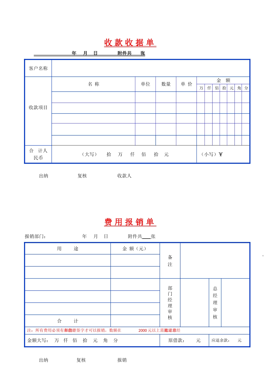 费用报销单表格表单_第3页