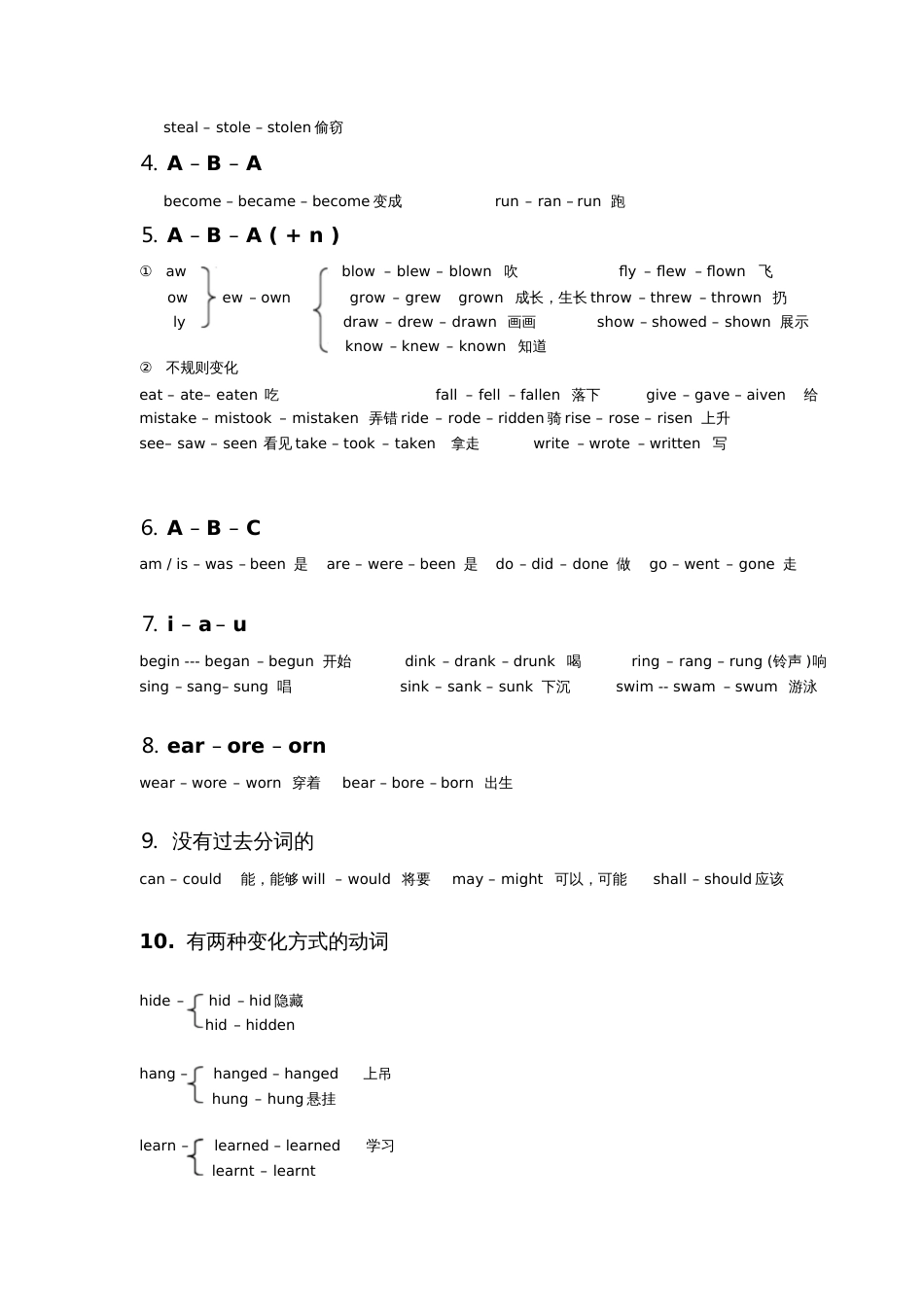 动词过去分词不规则变化的规律_第2页