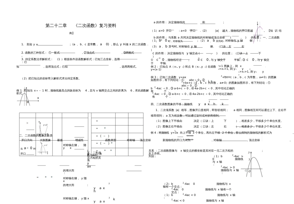 第22章《二次函数》复习资料(知识结构)_第1页