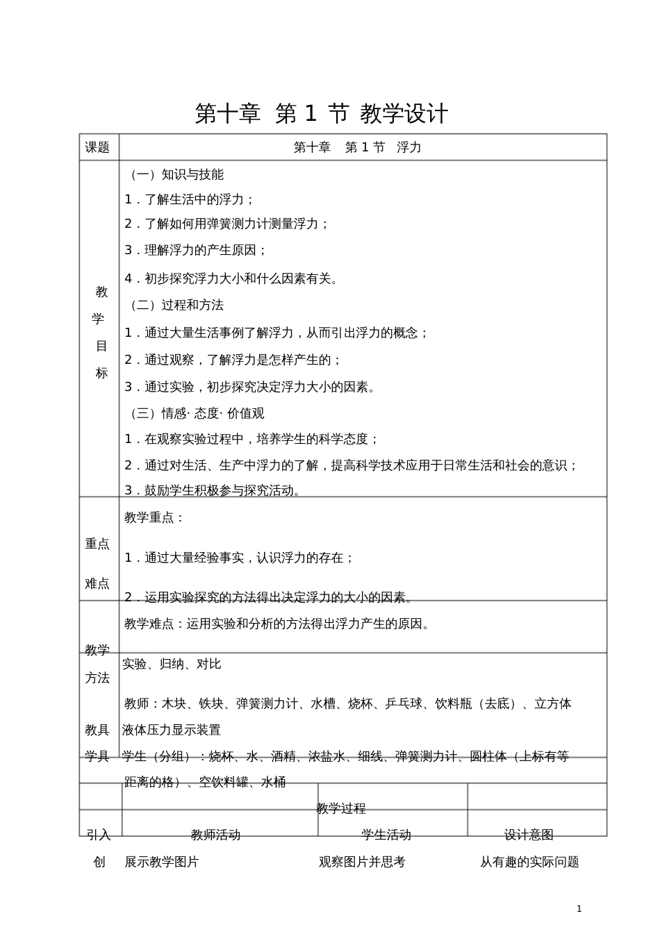 八年级物理《浮力》教学设计[共14页]_第1页