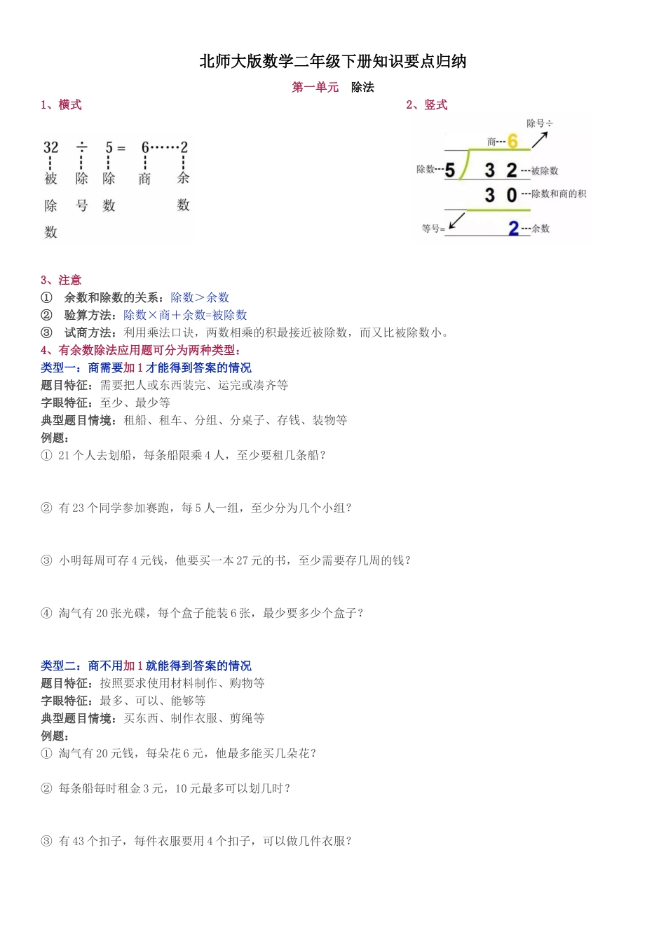 北师大版数学二年级下册知识要点归纳[共31页]_第1页