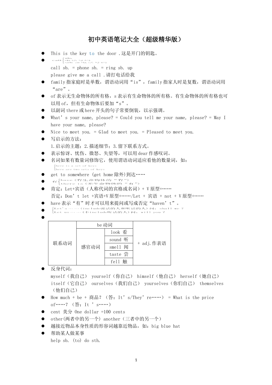 初中英语笔记大全超级精华版[共58页]_第1页