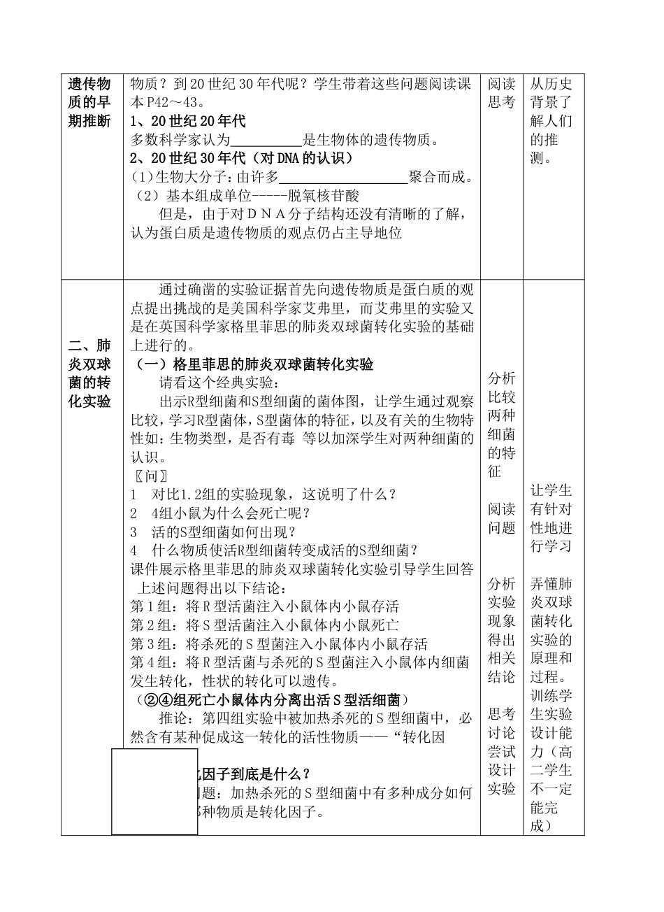 第三章基因的本质第1节DNA是主要的遗传物质教学设计_第2页
